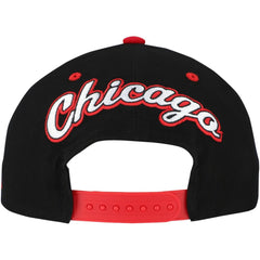 Chicago Blackhawks Mitchell & Ness Backside Script Two-Tone Pro Crown Adjustable Hat - Black/Red Hats