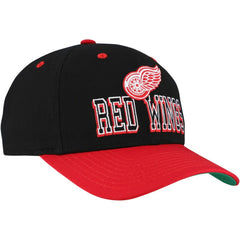 Detroit Red Wings Mitchell & Ness Backside Script Two-Tone Pro Crown Adjustable Hat - Black/Red Hats