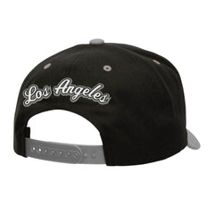 Los Angeles Kings Mitchell & Ness Backside Script Two-Tone Pro Crown Adjustable Hat - Black/Silver Hats