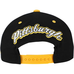 Pittsburgh Penguins Mitchell & Ness Backside Script Two-Tone Pro Crown Adjustable Hat - Black/Gold Hats