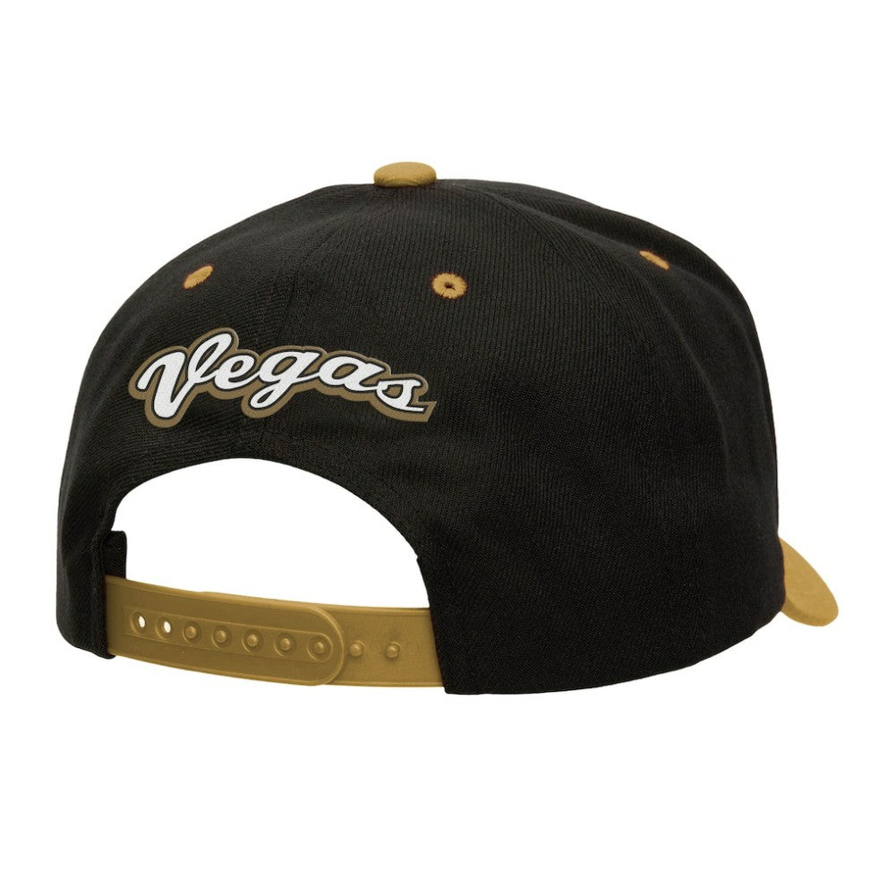 Vegas Golden Knights Mitchell & Ness Backside Script Two-Tone Pro Crown Adjustable Hat - Black/Gold Hats