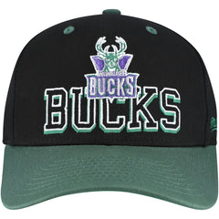 Milwaukee Bucks Backside Script Two-Tone Pro Crown Adjustable Hat - Black/Hunter Green for sale