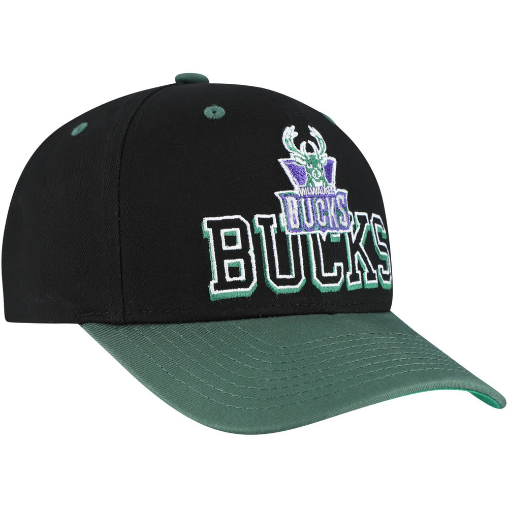Milwaukee Bucks Backside Script Two-Tone Pro Crown Adjustable Hat - Black/Hunter Green for sale