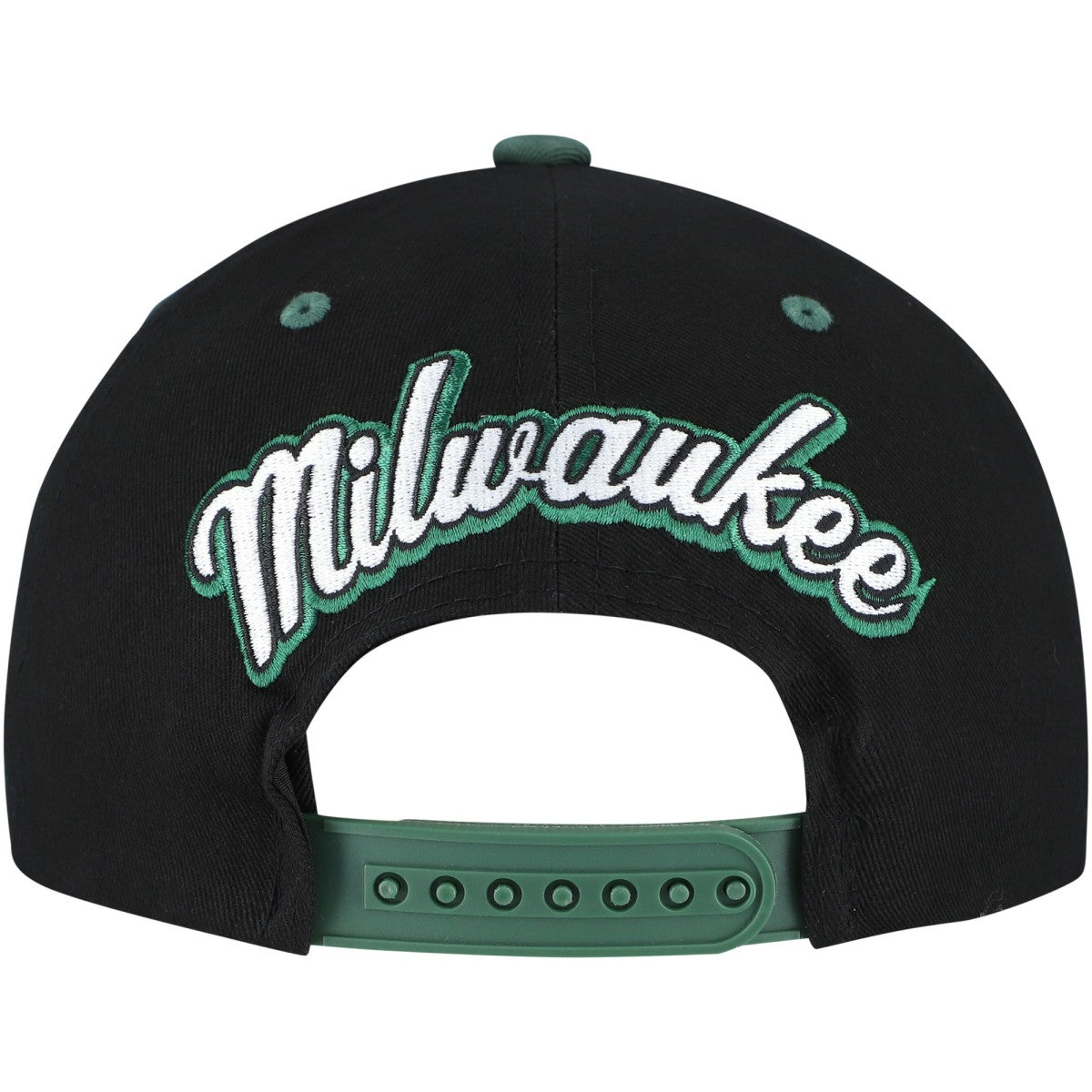 Milwaukee Bucks Backside Script Two-Tone Pro Crown Adjustable Hat - Black/Hunter Green for sale