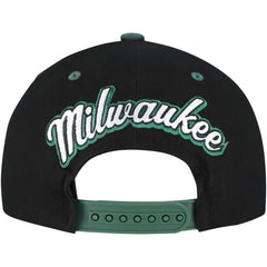 Milwaukee Bucks Backside Script Two-Tone Pro Crown Adjustable Hat - Black/Hunter Green for sale