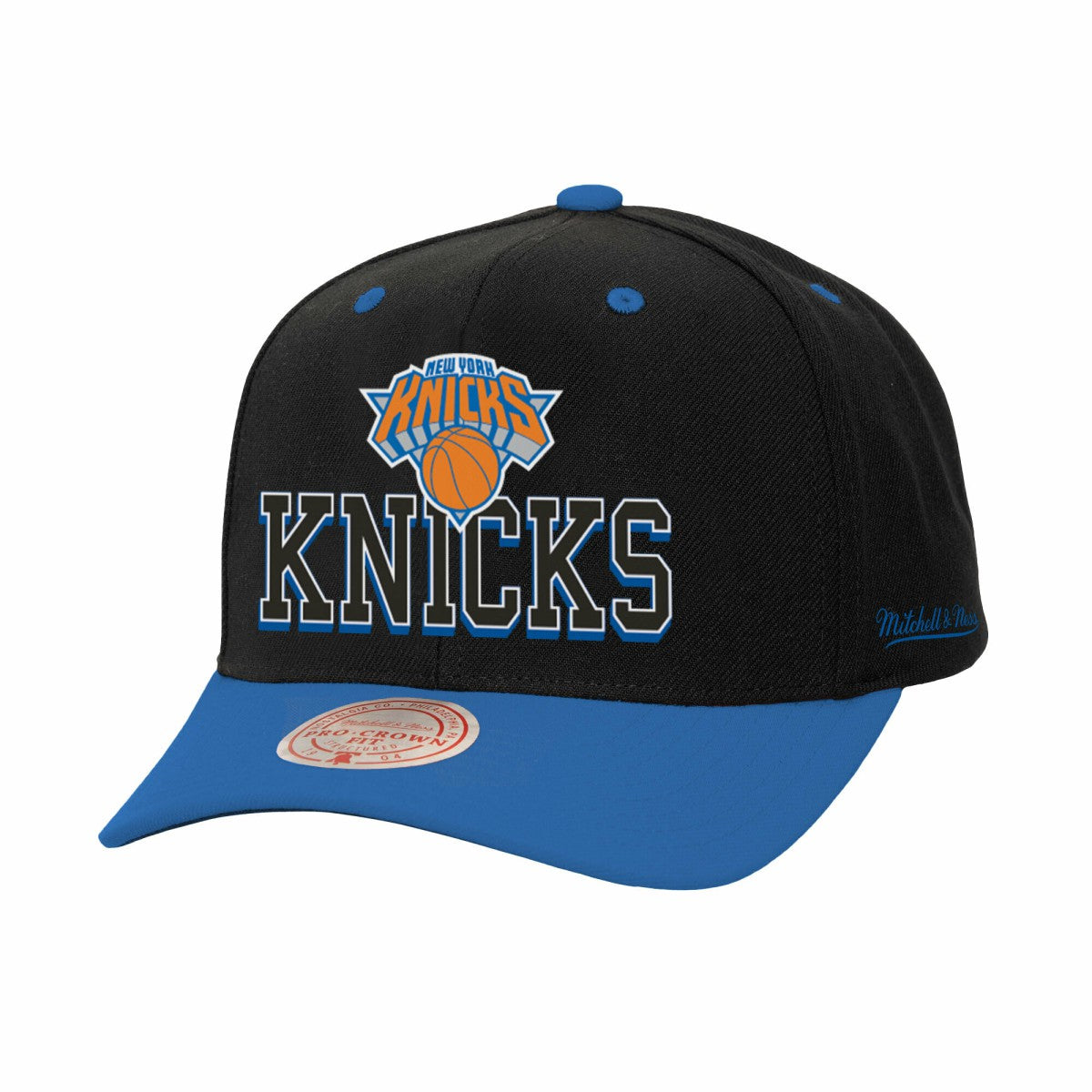New York Knicks Backside Script 2-Tone Pro Crown Adjustable Hat - Black/Blue on sale