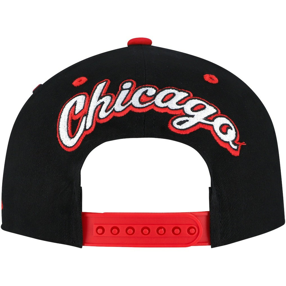 Chicago Bulls Backside Script 2-Tone Pro Crown Adjustable Hat - Black/Red discount
