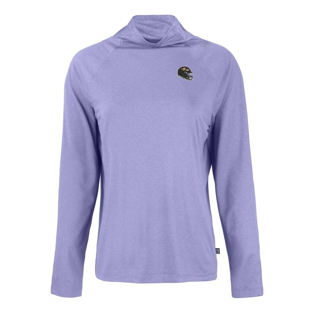 Baltimore Ravens Cutter & Buck Women's Coastline Epic Comfort Eco Recycled Funnel Neck Raglan Pullover Sweatshirt - Lavender on sale