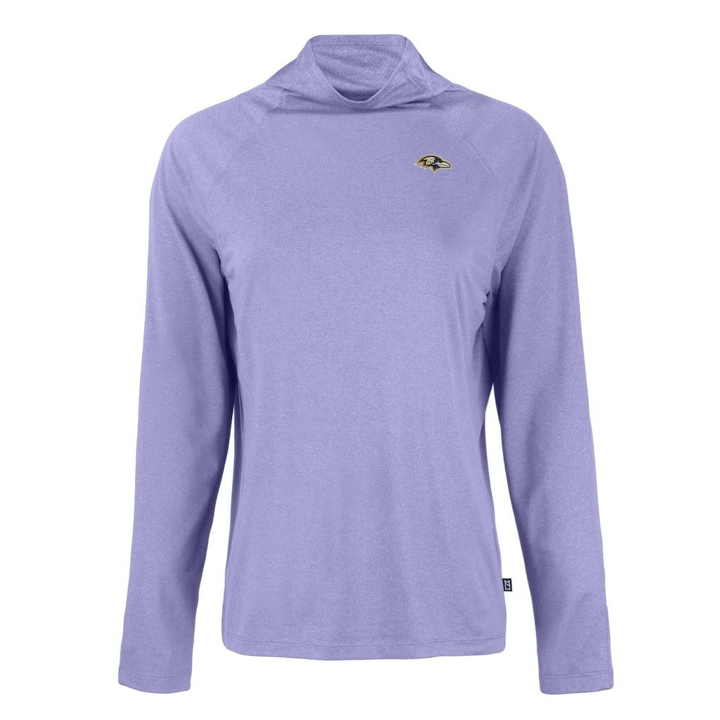 Baltimore Ravens Cutter & Buck Women's Coastline Epic Comfort Eco Recycled Funnel Neck Raglan Pullover Sweatshirt - Lavender outlet