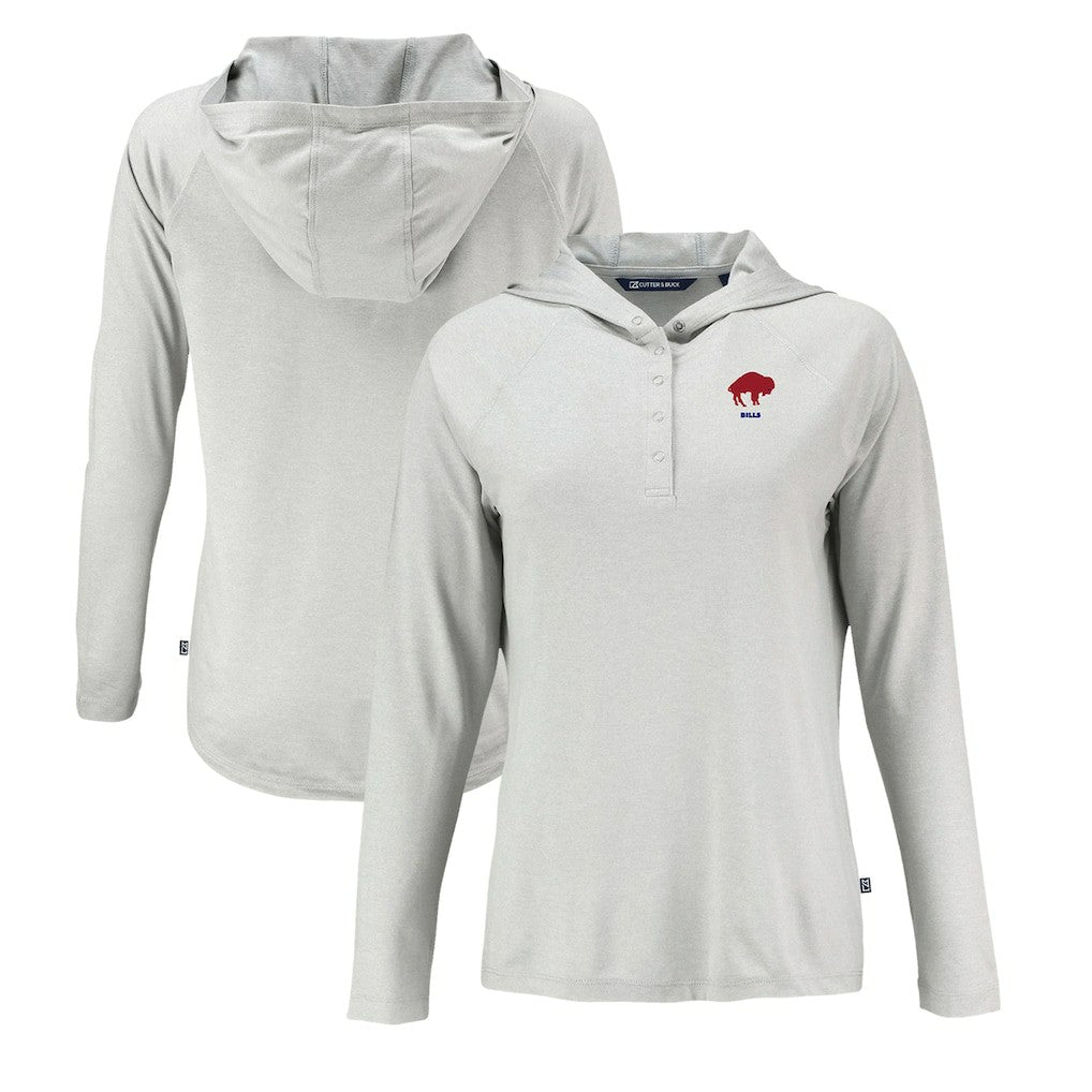 Buffalo Bills Cutter & Buck Women's Historic Coastline Epic Comfort Eco Recycled Raglan Pullover Hoodie - Gray outlet