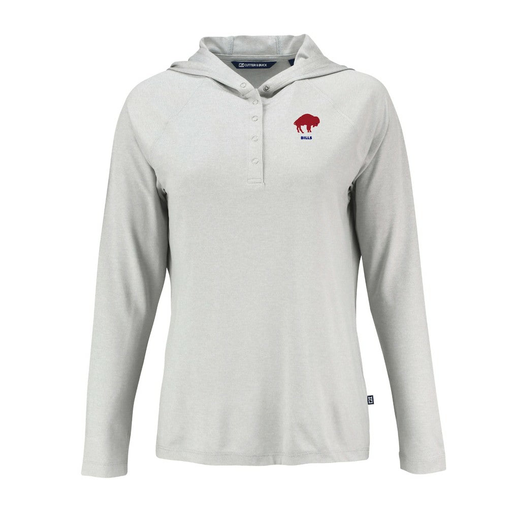 Buffalo Bills Cutter & Buck Women's Historic Coastline Epic Comfort Eco Recycled Raglan Pullover Hoodie - Gray outlet