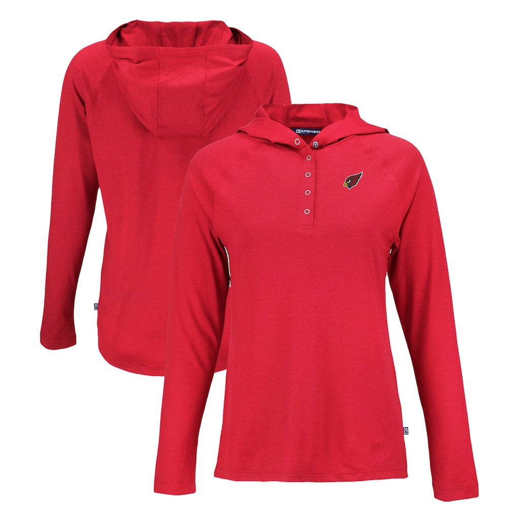 Arizona Cardinals Cutter & Buck Women's Coastline Epic Comfort Eco Recycled Raglan Pullover Hoodie - Red for sale