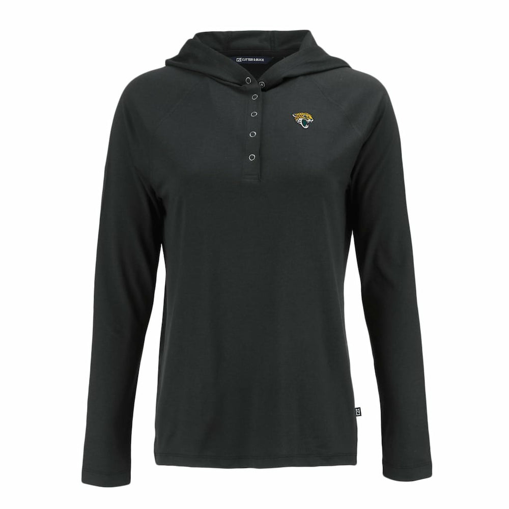 Jacksonville Jaguars Cutter & Buck Women's Coastline Epic Comfort Eco Recycled Raglan Pullover Hoodie - Black on sale