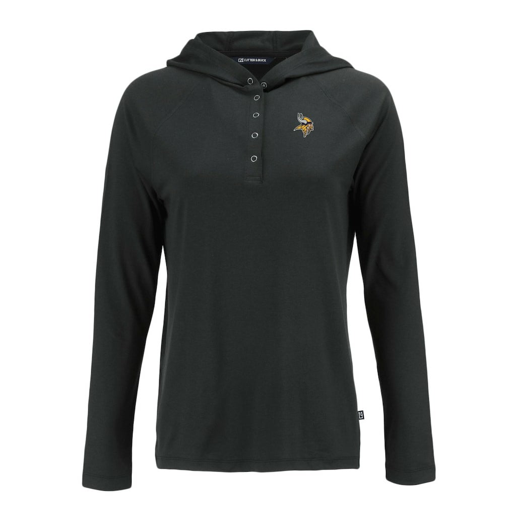 Minnesota Vikings Cutter & Buck Women's Coastline Epic Comfort Eco Recycled Raglan Pullover Hoodie - Black sale