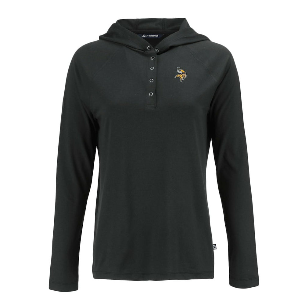 Minnesota Vikings Cutter & Buck Women's Coastline Epic Comfort Eco Recycled Raglan Pullover Hoodie - Black sale