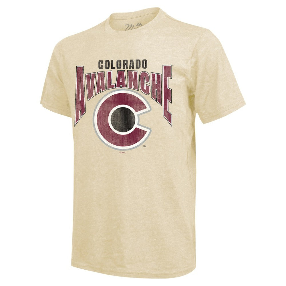 Nathan MacKinnon Colorado Avalanche Majestic Threads Dynasty Name & Number Tri-Blend T-Shirt - Cream T-shirts