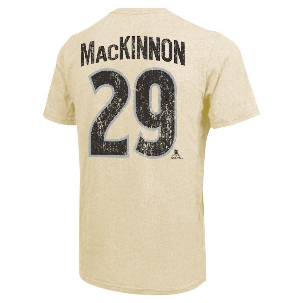 Nathan MacKinnon Colorado Avalanche Majestic Threads Dynasty Name & Number Tri-Blend T-Shirt - Cream T-shirts