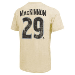 Nathan MacKinnon Colorado Avalanche Majestic Threads Dynasty Name & Number Tri-Blend T-Shirt - Cream T-shirts