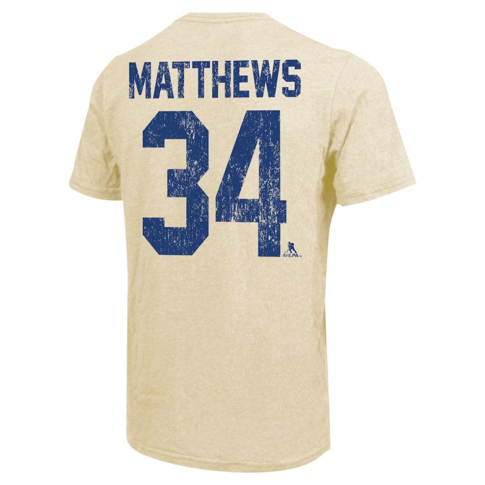 Auston Matthews Toronto Maple Leafs Majestic Threads Dynasty Name & Number Tri-Blend T-Shirt - Cream T-shirts
