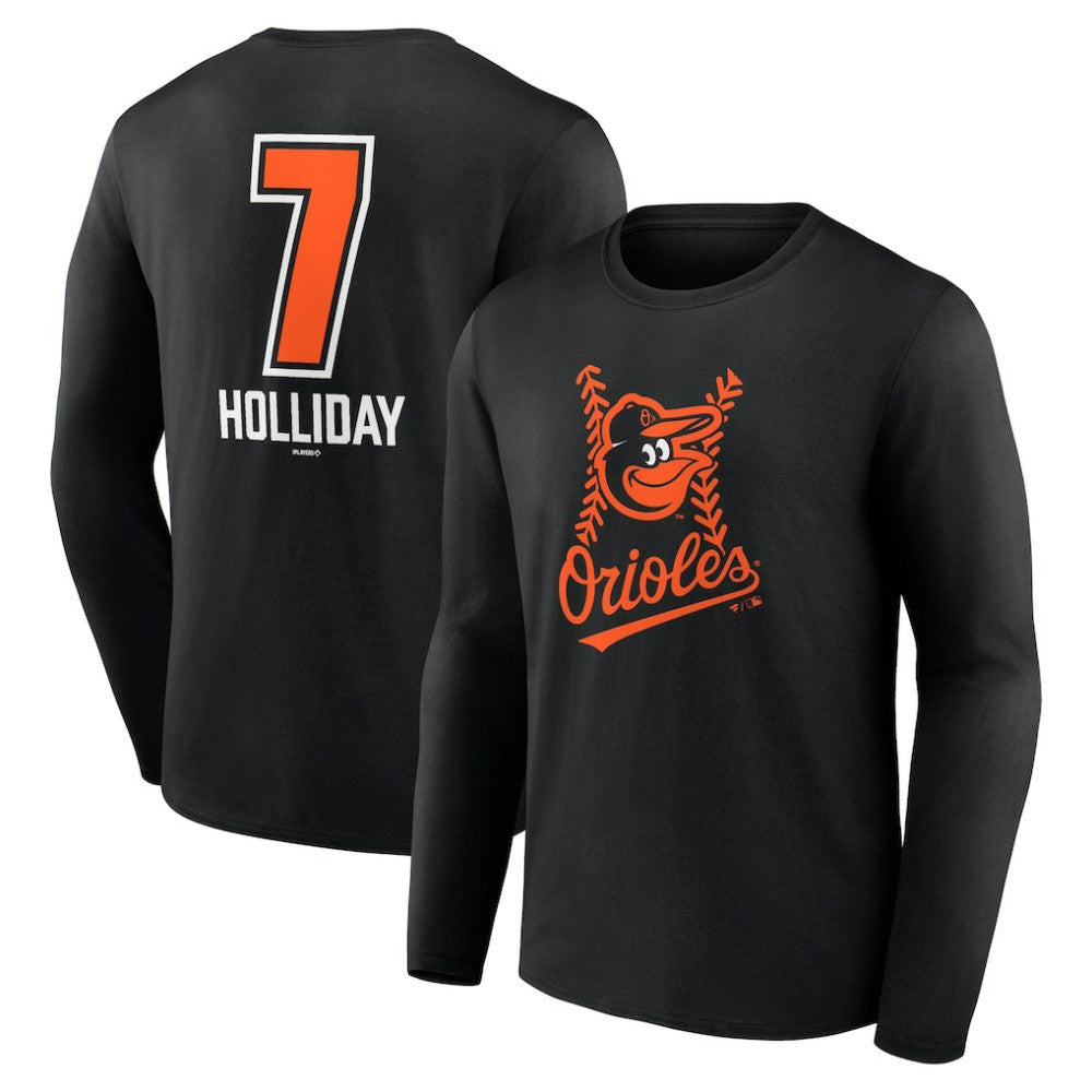 Jackson Holliday Baltimore Orioles Fastball Player Name & Number Long Sleeve T-Shirt Black