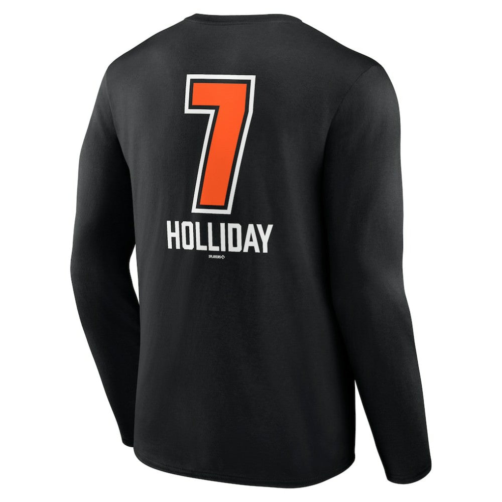 Jackson Holliday Baltimore Orioles Fastball Player Name & Number Long Sleeve T-Shirt Black