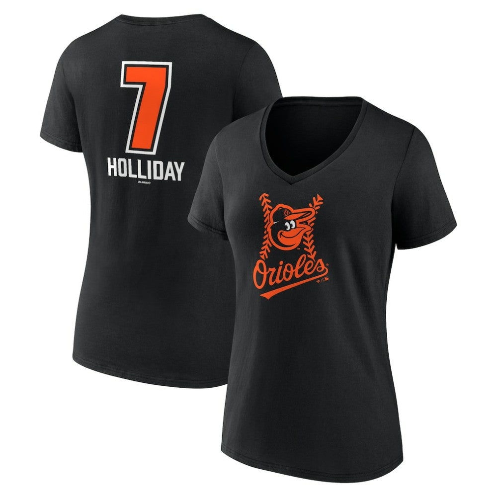 Jackson Holliday Baltimore Orioles Women's Fastball Player Name & Number V-Neck T-Shirt Black