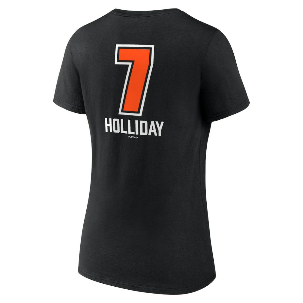 Jackson Holliday Baltimore Orioles Women's Fastball Player Name & Number V-Neck T-Shirt Black