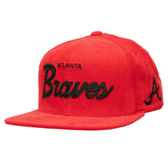 Atlanta Braves Male Adult Corduroy Snapback Hat Red