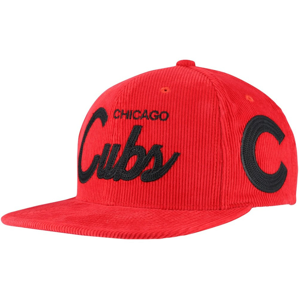 Chicago Cubs Male Adult Corduroy Snapback Hat Red