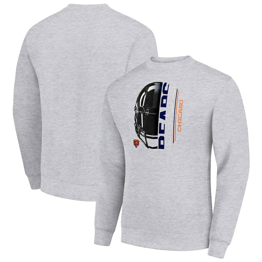 Chicago Bears Starter Half Helmet Team Graphic Tri-Blend Fleece Pullover Sweatshirt - Heather Gray discount