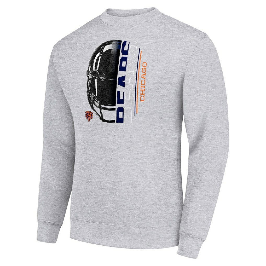 Chicago Bears Starter Half Helmet Team Graphic Tri-Blend Fleece Pullover Sweatshirt - Heather Gray discount