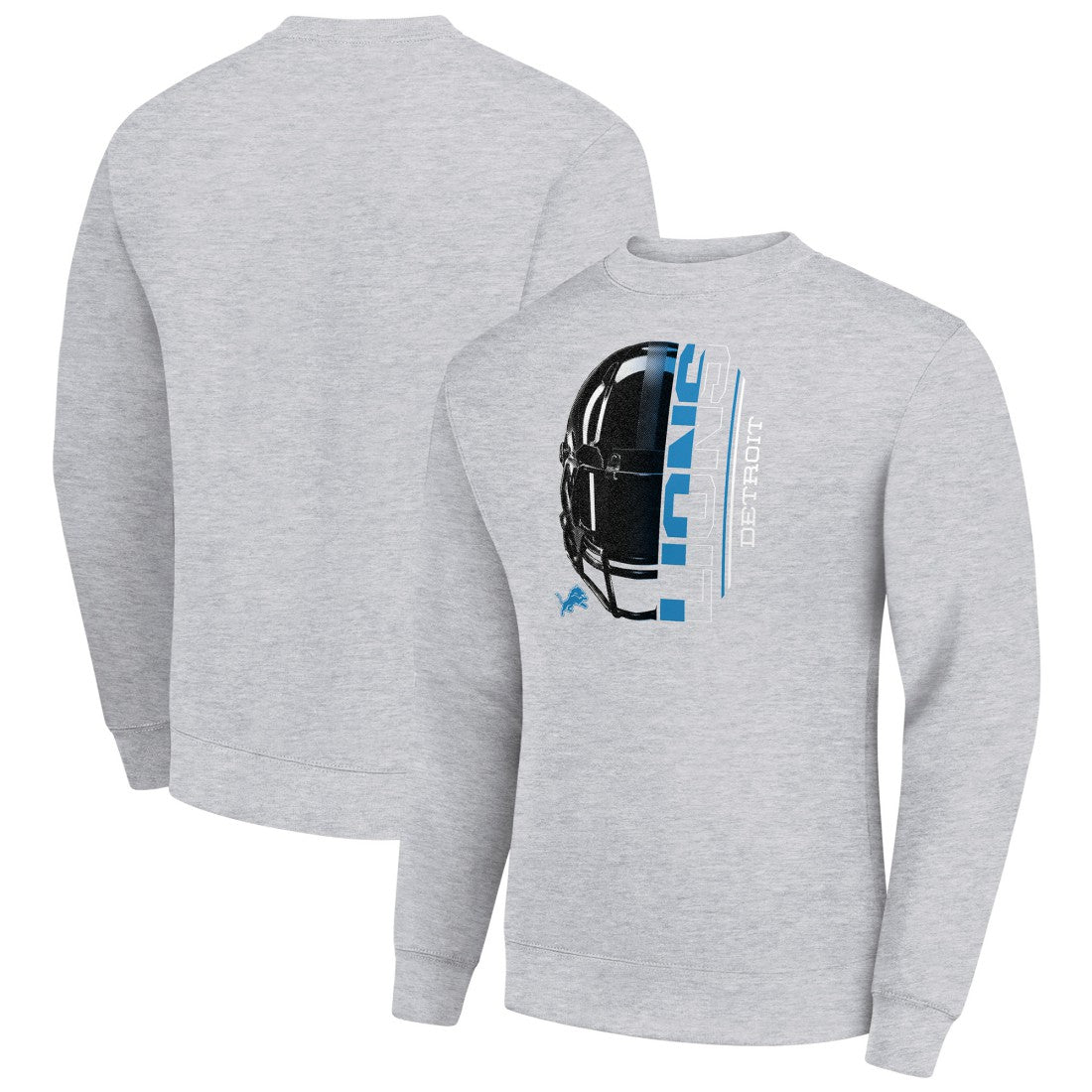 Detroit Lions Starter Half Helmet Team Graphic Tri-Blend Fleece Pullover Sweatshirt - Heather Gray for sale