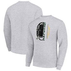 Green Bay Packers Starter Half Helmet Team Graphic Tri-Blend Fleece Pullover Sweatshirt - Heather Gray online