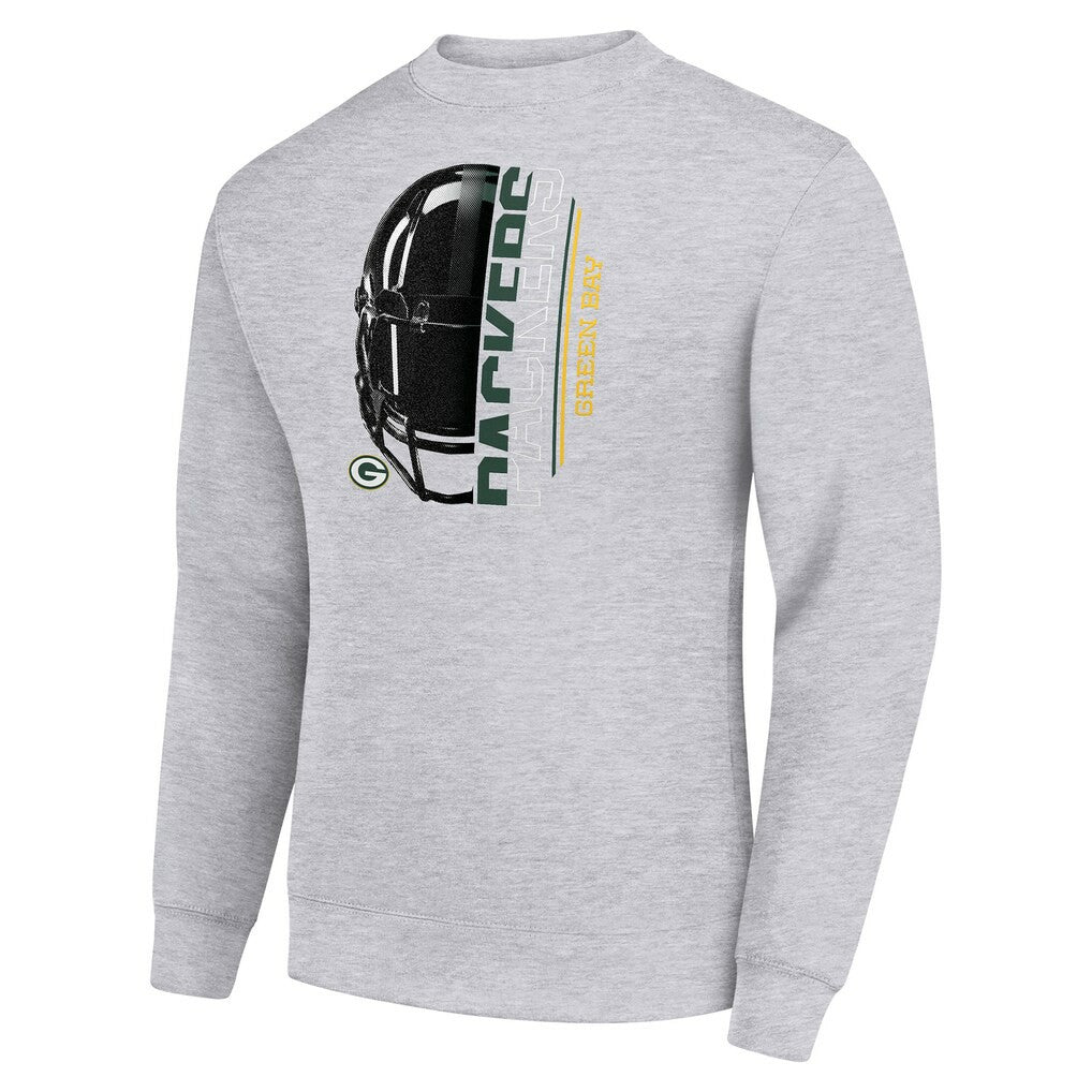 Green Bay Packers Starter Half Helmet Team Graphic Tri-Blend Fleece Pullover Sweatshirt - Heather Gray online