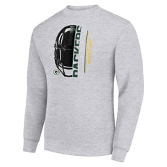 Green Bay Packers Starter Half Helmet Team Graphic Tri-Blend Fleece Pullover Sweatshirt - Heather Gray online