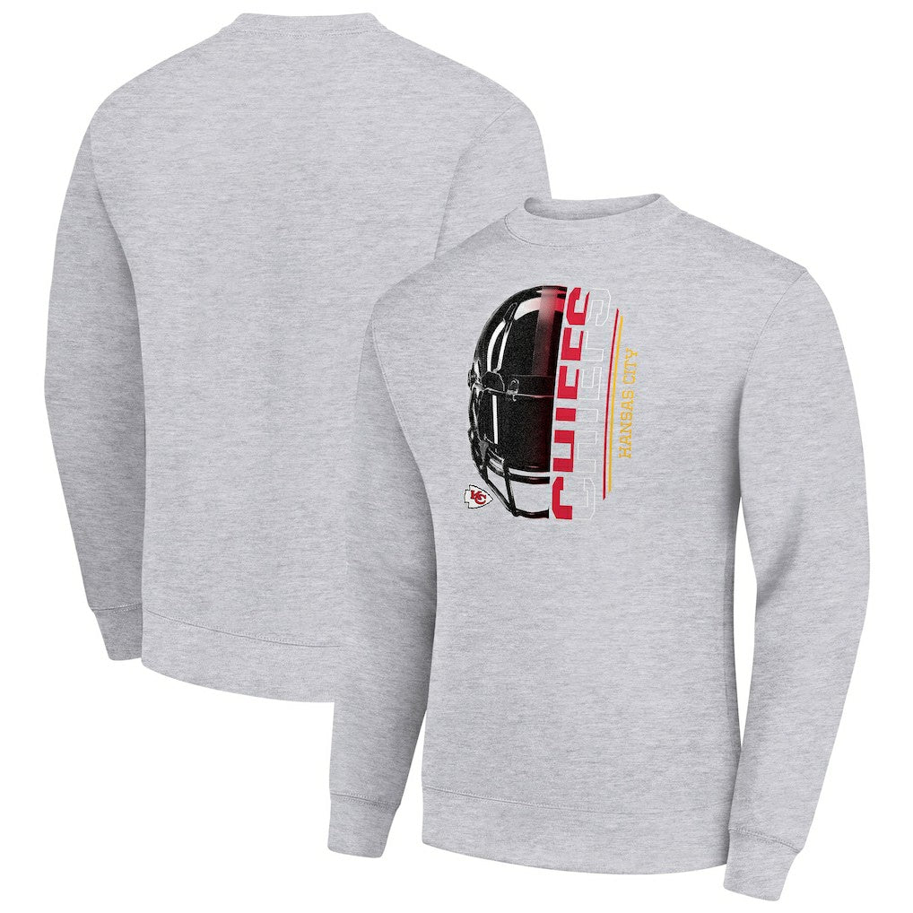 Kansas City Chiefs Starter Half Helmet Team Graphic Tri-Blend Fleece Pullover Sweatshirt - Heather Gray cheap