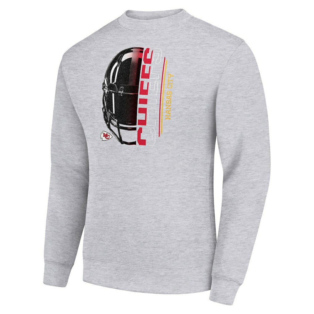 Kansas City Chiefs Starter Half Helmet Team Graphic Tri-Blend Fleece Pullover Sweatshirt - Heather Gray cheap