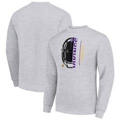 Minnesota Vikings Starter Half Helmet Team Graphic Tri-Blend Fleece Pullover Sweatshirt - Heather Gray sale