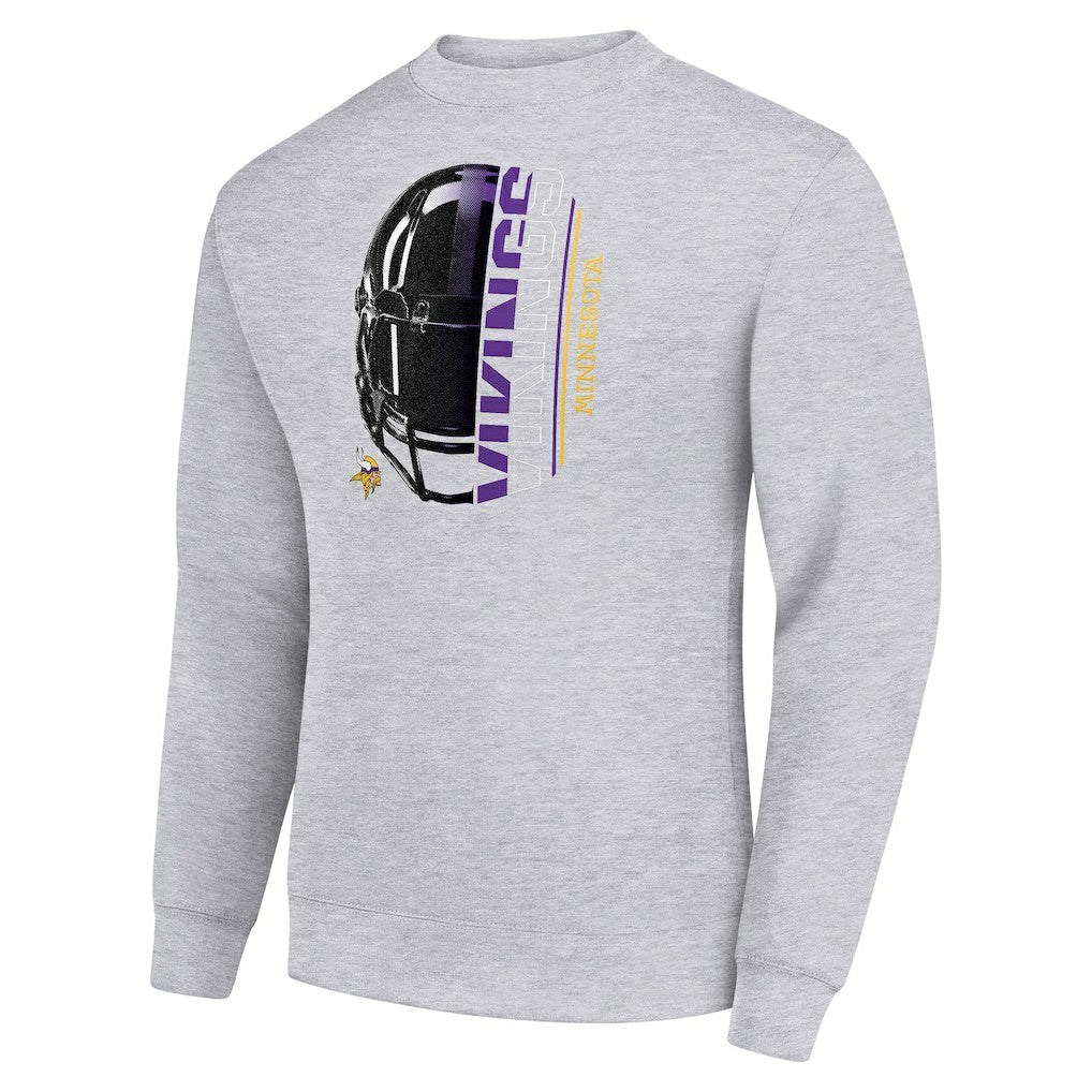 Minnesota Vikings Starter Half Helmet Team Graphic Tri-Blend Fleece Pullover Sweatshirt - Heather Gray sale