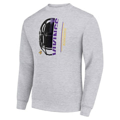 Minnesota Vikings Starter Half Helmet Team Graphic Tri-Blend Fleece Pullover Sweatshirt - Heather Gray sale