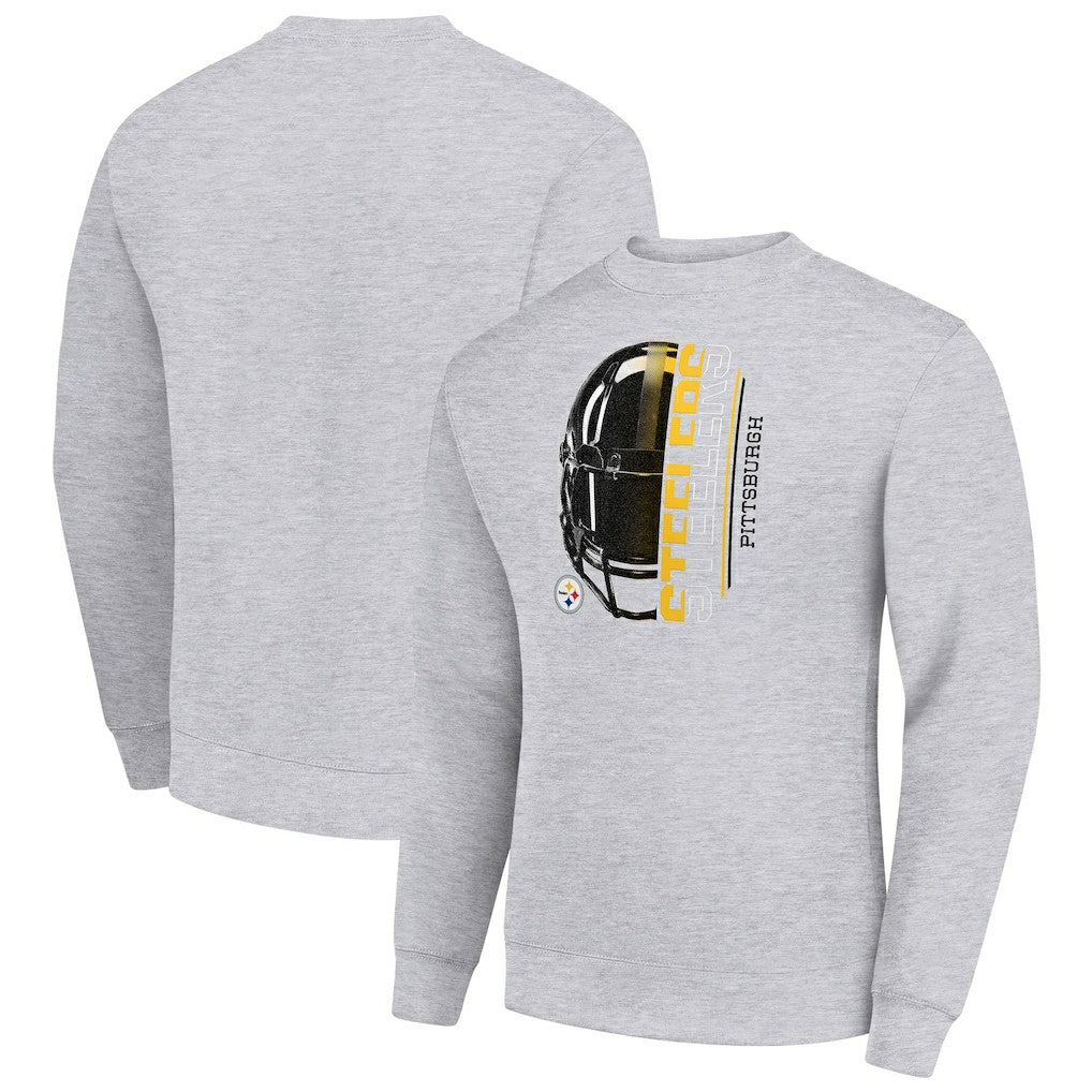 Pittsburgh Steelers Starter Half Helmet Team Graphic Tri-Blend Fleece Pullover Sweatshirt - Heather Gray outlet