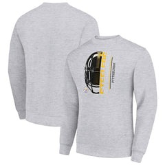 Pittsburgh Steelers Starter Half Helmet Team Graphic Tri-Blend Fleece Pullover Sweatshirt - Heather Gray outlet