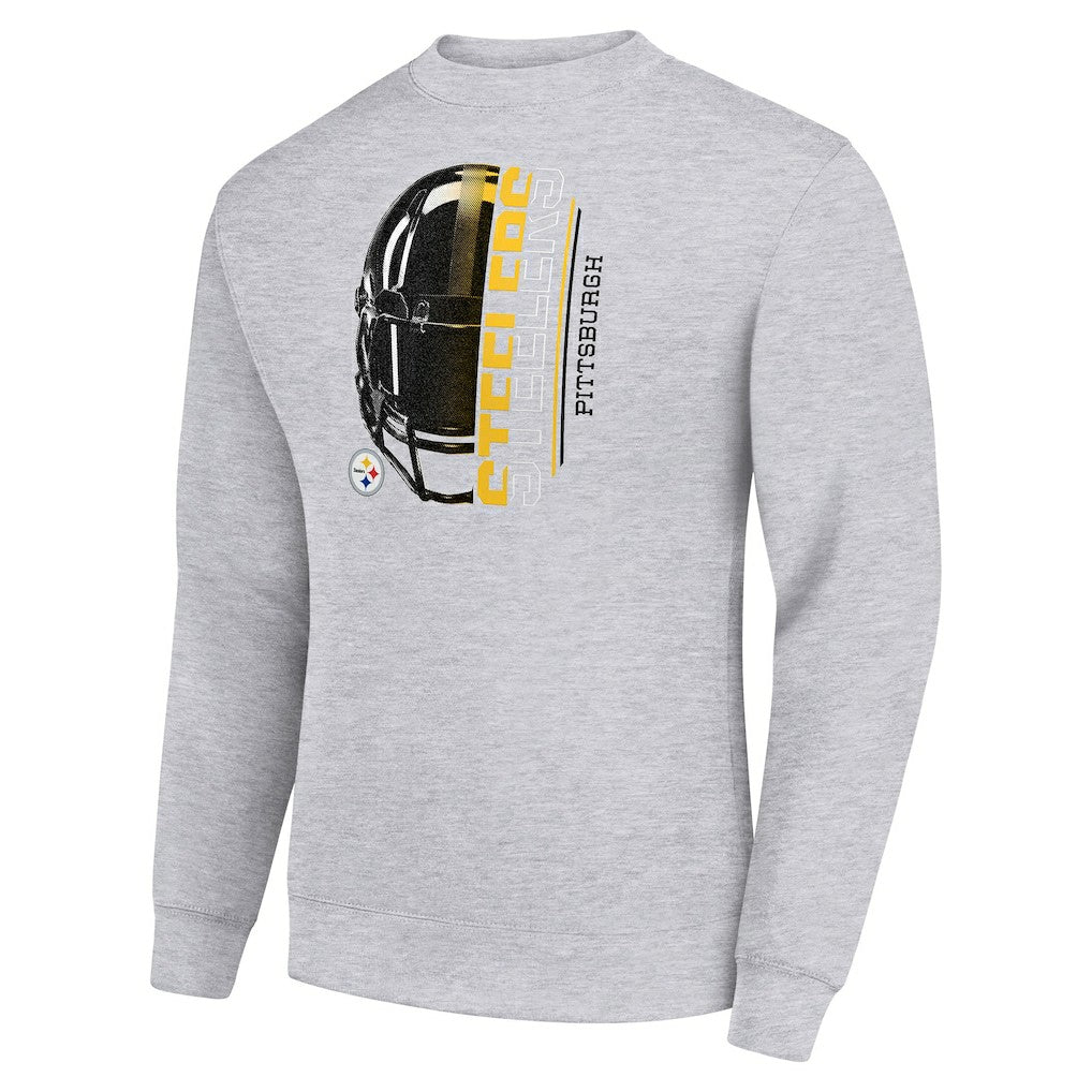 Pittsburgh Steelers Starter Half Helmet Team Graphic Tri-Blend Fleece Pullover Sweatshirt - Heather Gray outlet