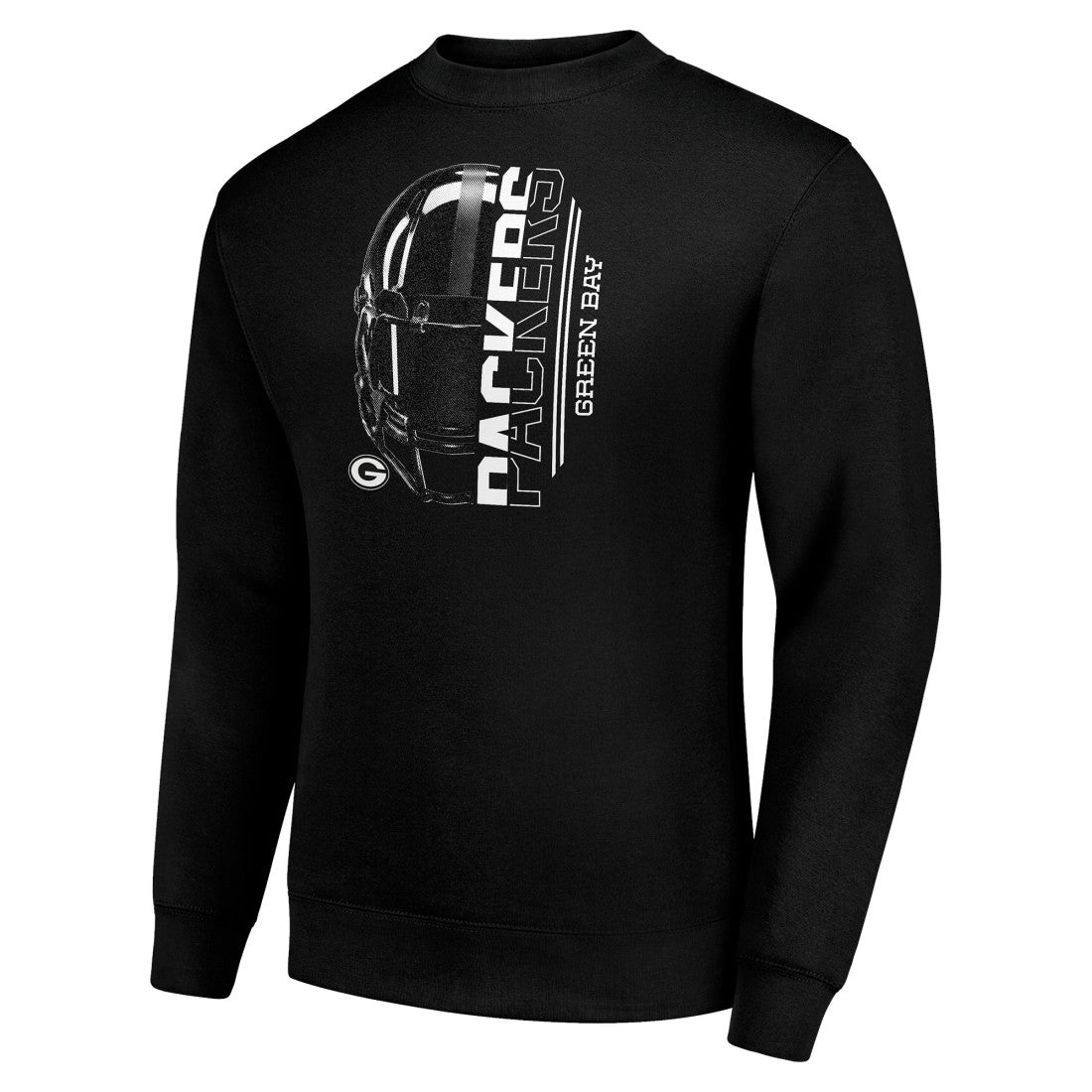 Green Bay Packers Starter Half Helmet Team Graphic Tri-Blend Fleece Pullover Sweatshirt - Black for sale