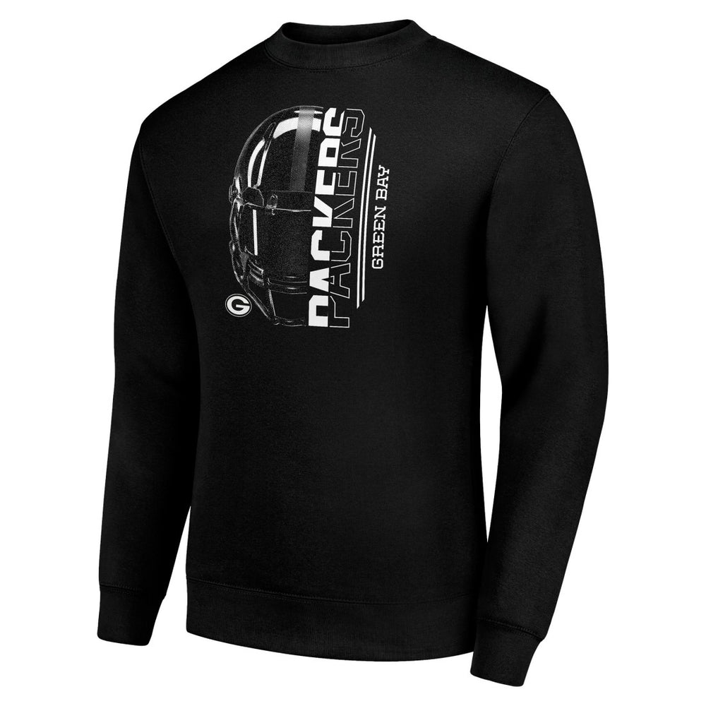 Green Bay Packers Starter Half Helmet Team Graphic Tri-Blend Fleece Pullover Sweatshirt - Black for sale