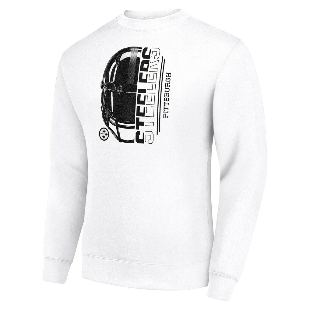 Pittsburgh Steelers Starter Half Helmet Team Graphic Tri-Blend Fleece Pullover Sweatshirt - White cheap