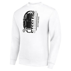Pittsburgh Steelers Starter Half Helmet Team Graphic Tri-Blend Fleece Pullover Sweatshirt - White cheap