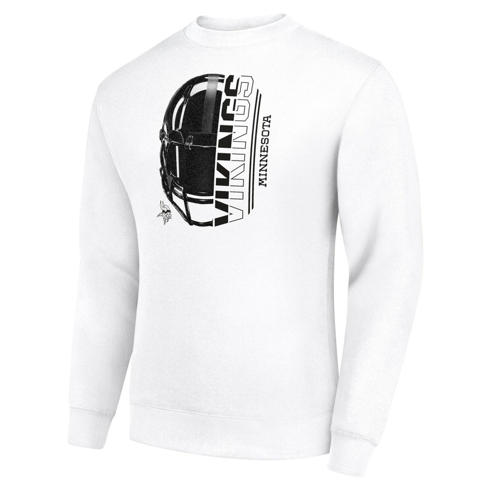Minnesota Vikings Starter Half Helmet Team Graphic Tri-Blend Fleece Pullover Sweatshirt - White on sale