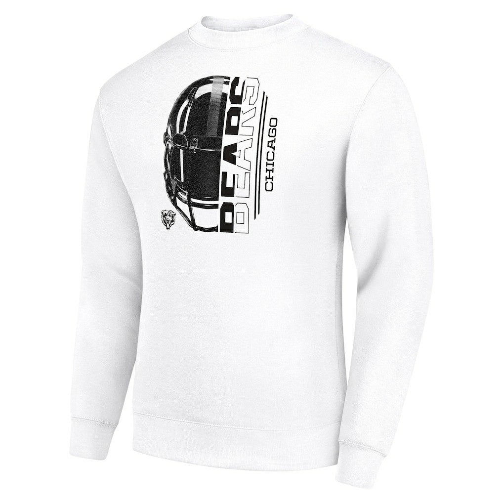 Chicago Bears Starter Half Helmet Team Graphic Tri-Blend Fleece Pullover Sweatshirt - White on sale