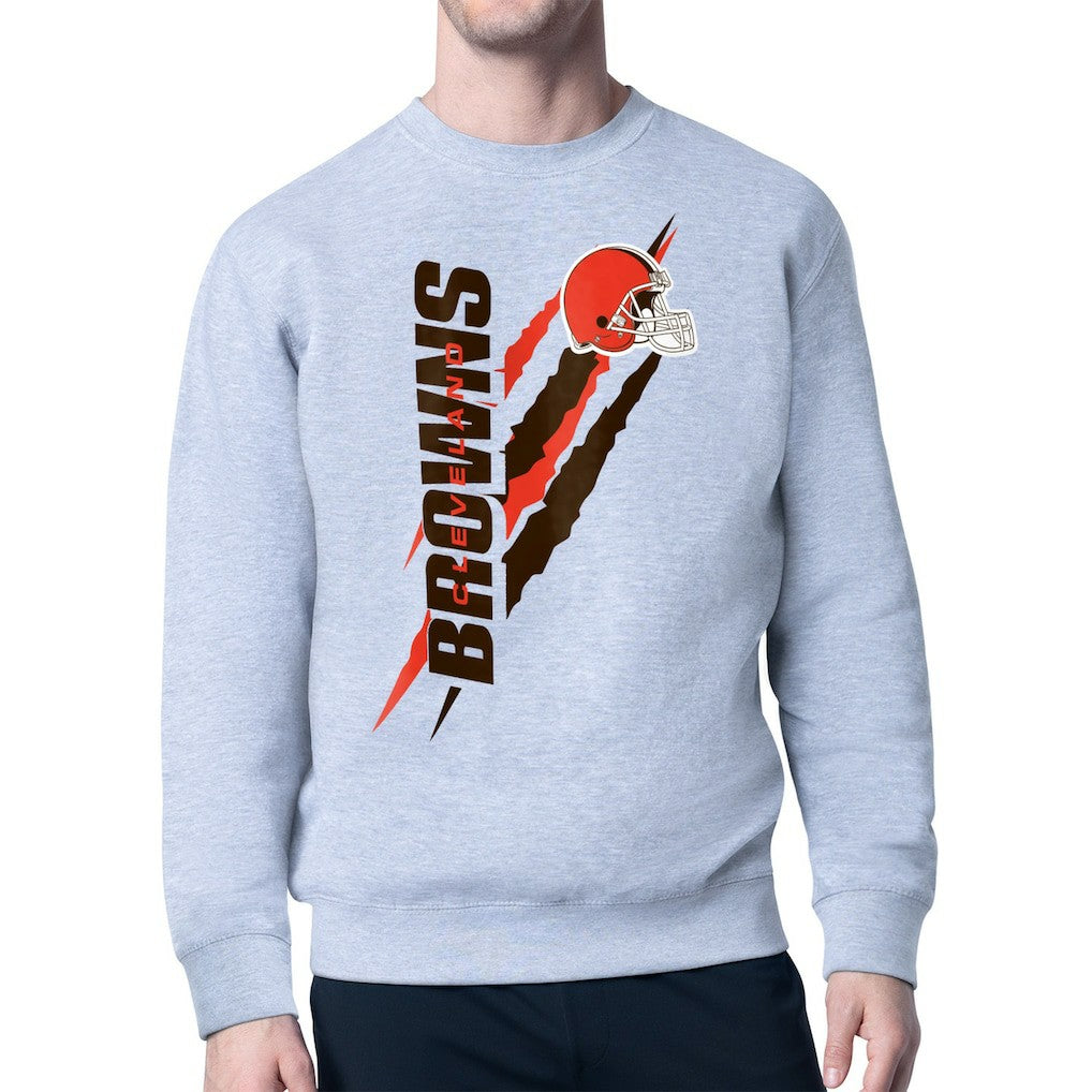 Cleveland Browns Starter Color Scratch Team Graphic Fleece Pullover Sweatshirt - Heather Gray online